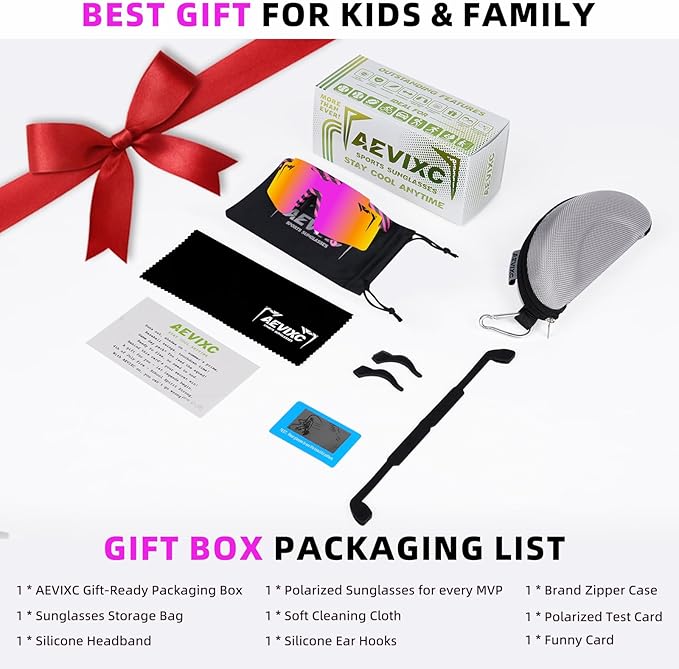 2-Sizes Kids Youth Baseball Sunglasses Men Women Vipers Sunglasses Softball Boys Girl True Polarization &UV Protection