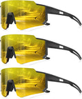 3 Pack Polarized Sunglasses for Men Women, Sports Mens Sunglasses with UV Protection for Baseball Cycling Running