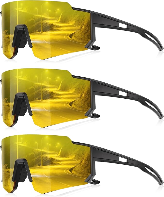 3 Pack Polarized Sunglasses for Men Women, Sports Mens Sunglasses with UV Protection for Baseball Cycling Running