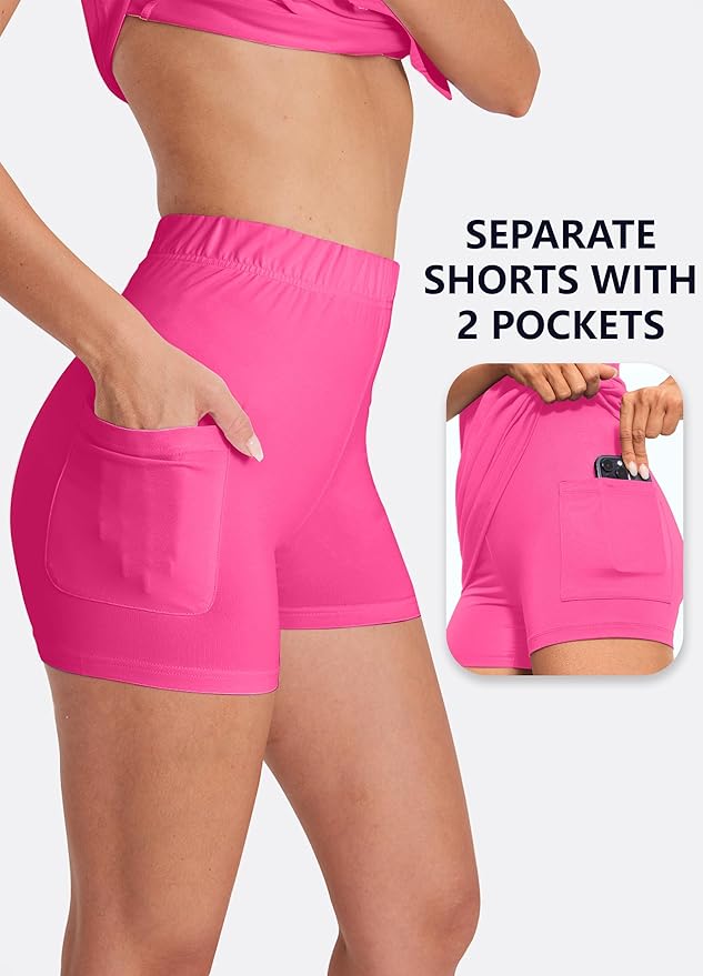 Hiverlay Golf Dresses for Women with Shorts and Pockets, V-Neck Short Sleeve Tennis Dress, Workout Athletic Dresses