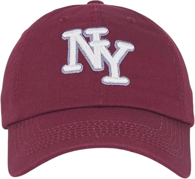 NY 3D Embroidered Cotton Dad Hat – New York Baseball Cap, Adjustable Metal Buckle Strap, Unstructured Low-Profile Style