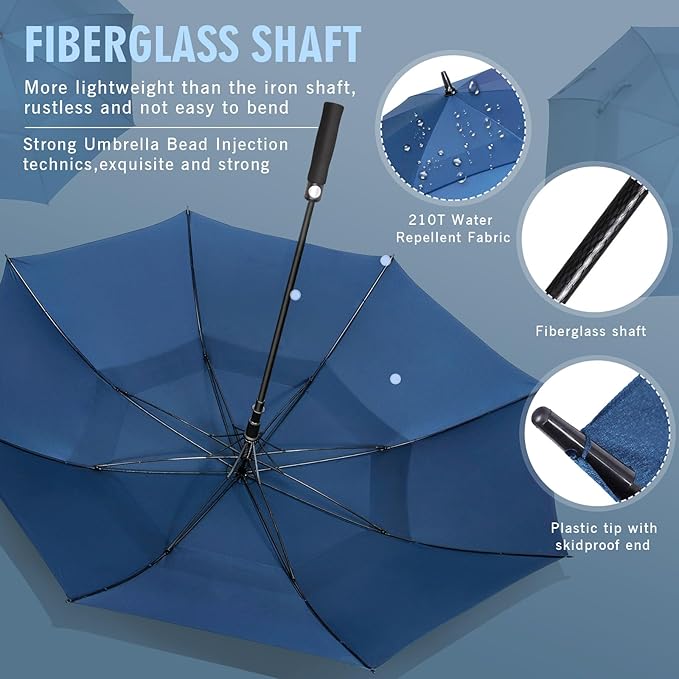 ZOMAKE Golf Umbrella Windproof, Extra Large Oversized Heavy Duty Double Canopy for Rain, Sports Games & Push Cart(51/54/62/68/72Inch)