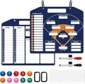 Magnetic Baseball Coach Clipboard, Anglecai Double-Sided Dry Erase Baseball Lineup Board for Softball Dugout Board Baseball Coaching Board with 30 Lineup Card/ 10 Magnet/2 Marker/2 Hook (Blue)
