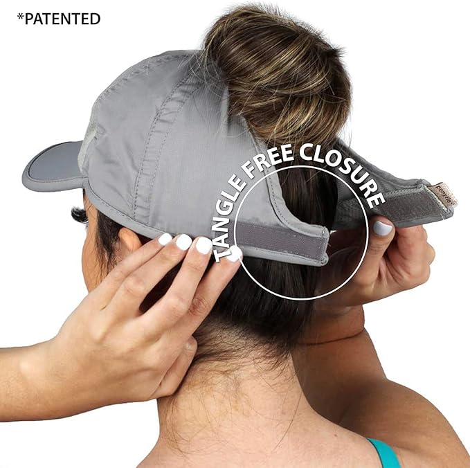 Ponyflo Women’s Ponytail Baseball Cap, Patented Active Feather-Light Hat with Open Back