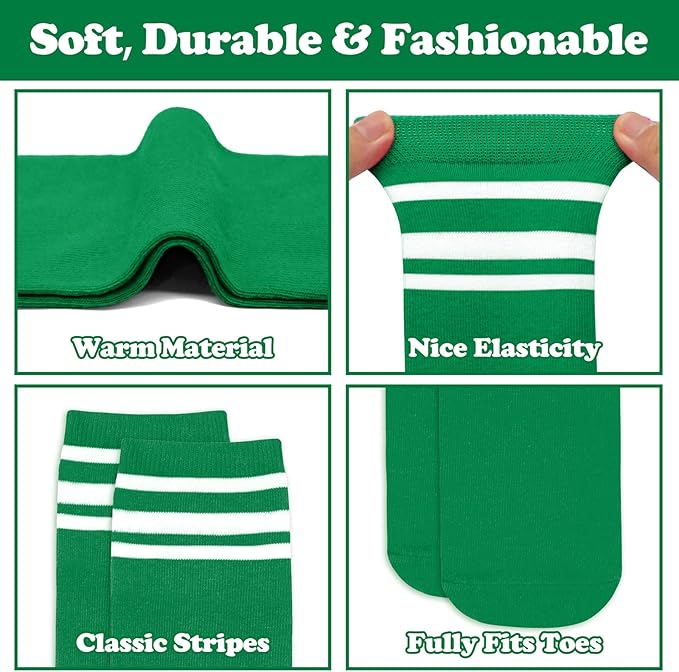 Sarfel Kids Soccer Socks Toddler Soccer Socks Girls Boys Soccer Socks Kids Tube Socks with Stripes Toddler Knee High Socks