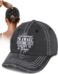 Flafens Women Pony Hats High Ponytail Baseball Caps - Cotton Vintage Washed Distressed Adjustable Criss Cross Trucker Hat