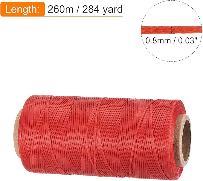 MECCANIXITY Waxed Thread, 284 Yard 0.8mm 150D Flat Wax Thread Polyester Waxed - Image 2