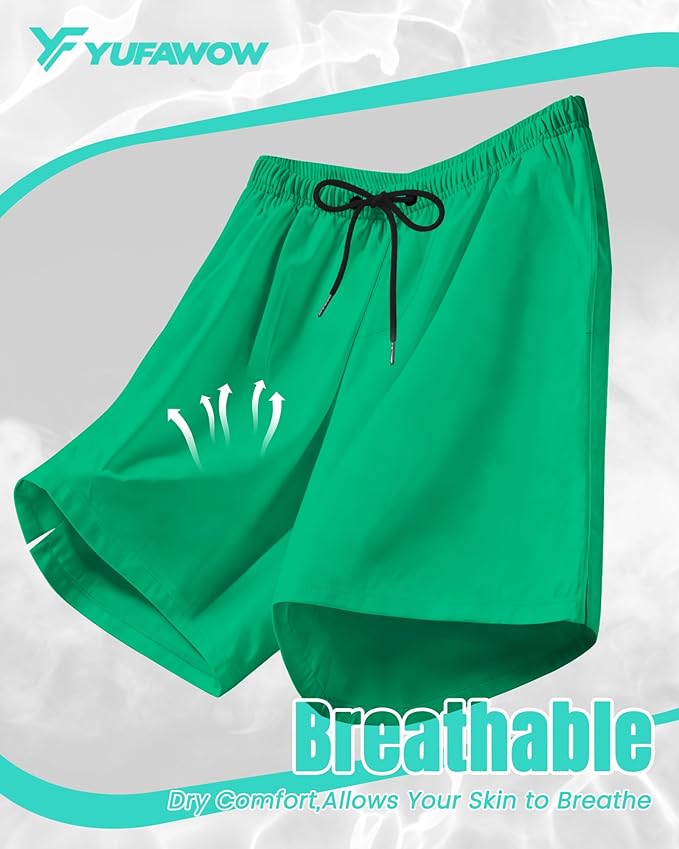 9 Inch Men Swim Trunks with Mesh Lining Quick Dry Breathable Pockets for Summer Beach Cruise Water Park Gym Running