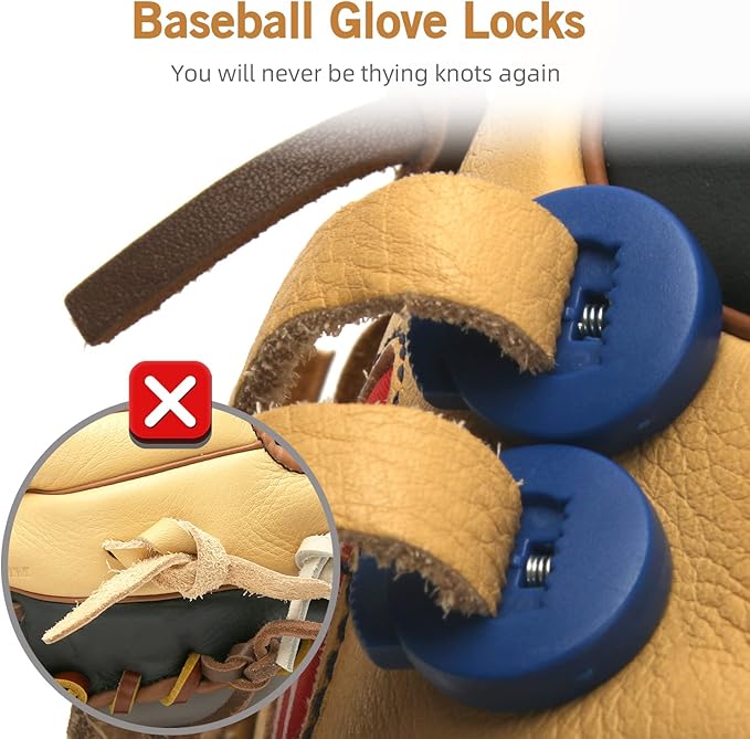 AliBall Glove Locks, Lace Locks for Baseball Glove 8 Pack, Never Need Thying Knots Again, Strong Elasticity, Made Plastic and Springs, Fits All Gloves, Baseball Gloves Accessories