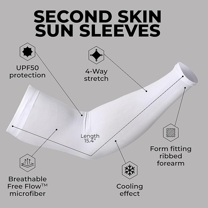 Tough Outdoors UV Arm Sleeves for Men Women - Sun Protection Sleeves - Compression Golf Baseball Cooling Tattoo Arm Sleeve