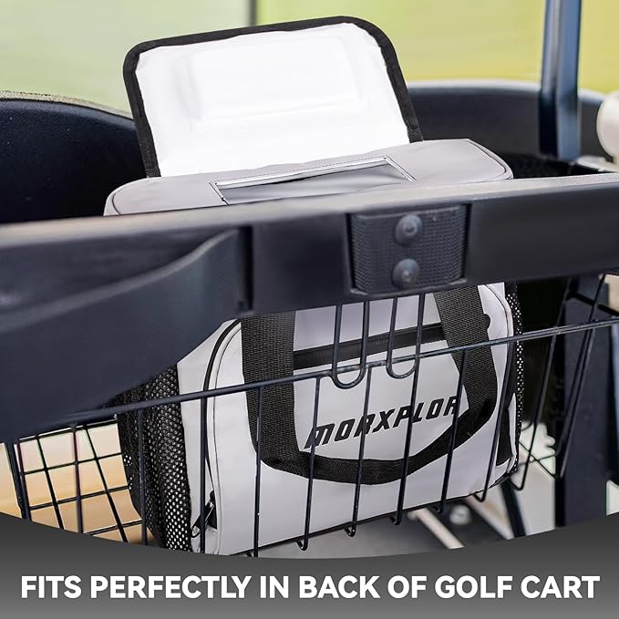 MORXPLOR Golf Cart Cooler with Magnetic Lid 12-Can Insulated Soft Cooler Bag Collapsible for Golf Cart,Golf Accessories,Lunch Camping Cooler Insulated Lunch Bag with Adjustable Shoulder Strap