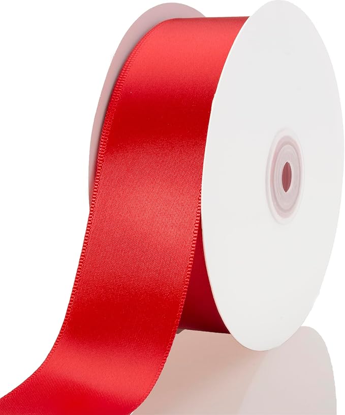 1-1/2 Inch Red Ribbon, 50 Yards Craft Polyester Satin Ribbon Perfect by Unknown