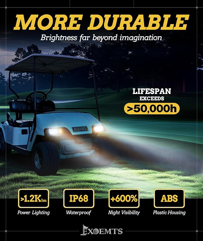 EZGO TXT LED Headlight & Tail Light Kit for 1996-2013 Gas and Electric Golf Carts, 12V Street Legal LED Light Kit for EZGO TXT, Golf Cart High Brightness Headlight Taillight Combo, Black