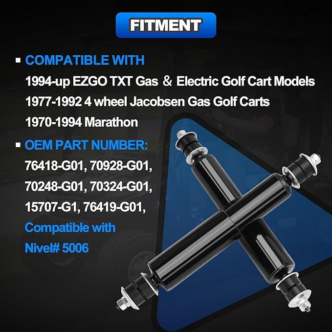 4PCS Front and Rear Shock Absorbers Compatible with EZGO TXT Golf Cart 1994-Up Gas & Electric Models Replace# 76418-01, 70928-G01