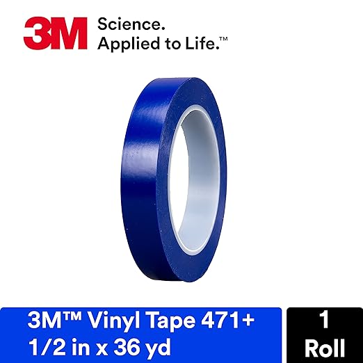 3M Vinyl Tape 471+, 1/2 in x 36 yd, 1 Roll, Fine Line Tape - Image 2