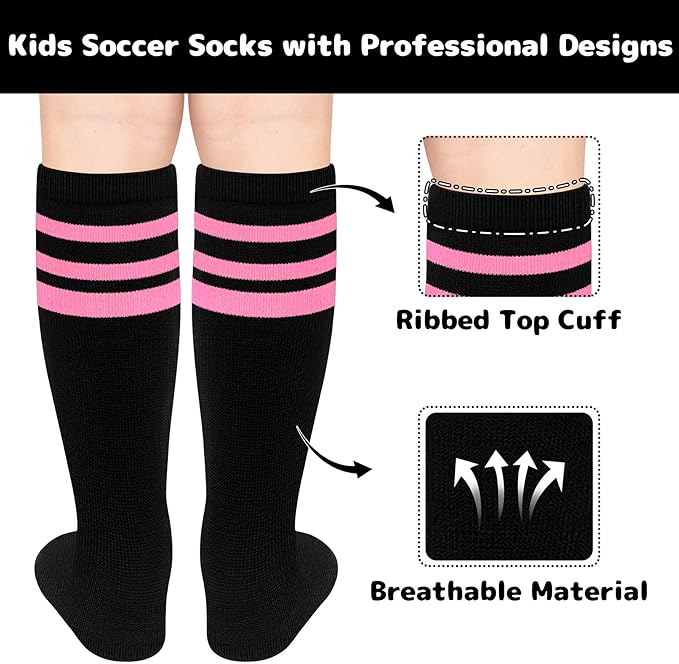 Olreco 1 Pack Toddler Kids Youth Soccer Socks Girls Boys Baseball Socks Youth Knee High Softball Football Accessories Cotton