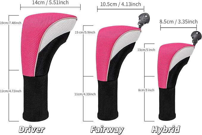 Wood Headcover Golf Club Covers Driver Headcovers Nylon Head Covers Designed to Fit All Woods - 3/4/5/6 Pack/Set Golf Accessories Suitable for Men and Women