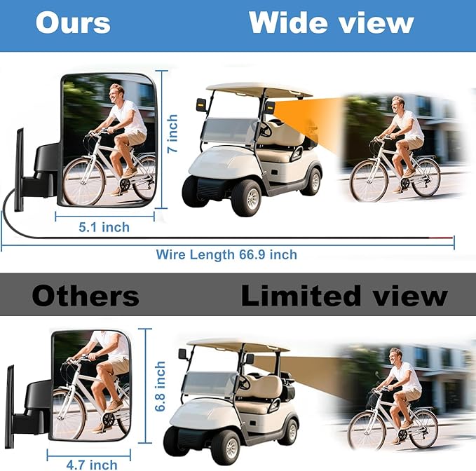 Golf Cart Mirror Universal with Turn Signal Light Golf Cart Side Mirrors Rear view Mirrors for Club Car EZGO Yamaha