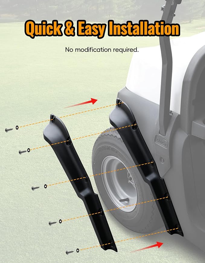 Golf Cart Front & Rear Fender Flares for Club Car Tempo 2017-2025, 10PCS Combined Mud Guards Mud Flaps Only for Club Car Tempo Standard and Unmodified Golf Carts Body 2017-2025 Accessories