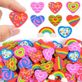 48pcs Large Erasers for Kids Bulk Heart Rainbow Pencil Erasers for Classroom by Wolpark