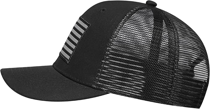 American Flag Trucker Hat, Patriotic Baseball Cap for Men & Women, Breathable Mesh Adjustable Snapback, USA Flag Patch