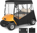2 Passenger Golf Cart Enclosure for Ezgo TXT, 600D Waterproof Rain Driving Cover with 3 Sided Roll-Up Clear Windows & Doors, Heavy Duty Zippers & Side Mirror Openings