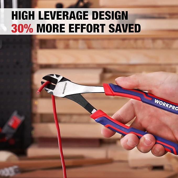 WORKPRO 8 Inch High Leverage Diagonal Pliers, Wire Cutters Heavy Duty in CRV - Image 6