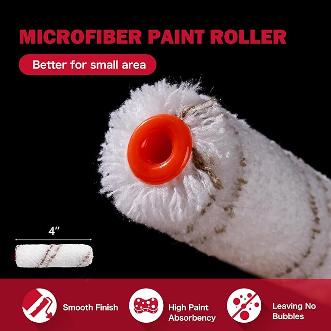 Mister Rui Paint Roller Kit-13 Piece, 4-Inch Microfiber Paint Rollers - Image 4
