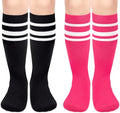 Sarfel Kids Soccer Socks Toddler Soccer Socks Girls Boys Soccer Socks Kids Tube Socks with Stripes Toddler Knee High Socks