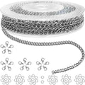 Jishi 33ft Necklace Extender Chain 3mm Silver Stainless Steel Curb Link Chain by Jishi