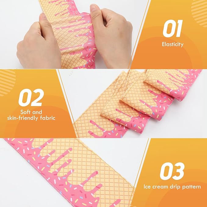 6 Pcs Baseball Drip Headband Ice Cream Drip Adjustable Tie Hairband Senior Night Baseball Stuff Moisture Wicking Workout Breathable Soft Elastic Sweatband for Women Men Sport Basketball Tennis Running