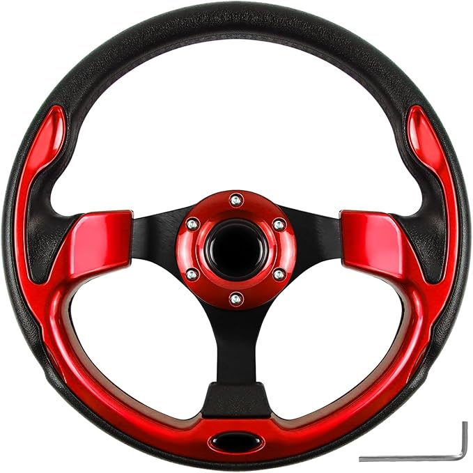 Golf Cart Steering Wheel, Skid Steering Wheel, Universal Golf Cart for Club Car EZGO RXV and TXT, Yamaha, Precedent Tempo, DS