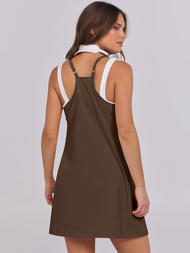 ANRABESS Women Summer Dress 2026 Beach Vacation Outfits Tennis Athletic Workout Romper Dress Built in Shorts Travel Clothes