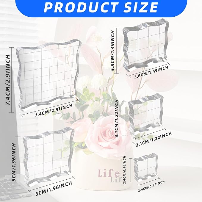 5PCS Clear Acrylic Block for Stamping, Acrylic Stamp Block Stamping Tools for - Image 2