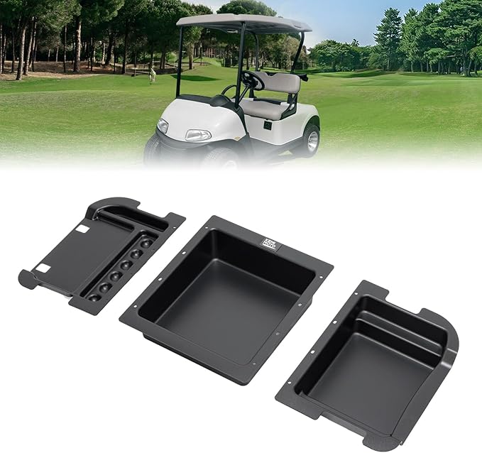 KEMIMOTO Upgraded Golf Cart Under Seat Storage Tray Compatible with EZ-GO RXV Elite Golf Carts, Durable ABS Underseat Organizer, 110 Lbs Capacity, Black