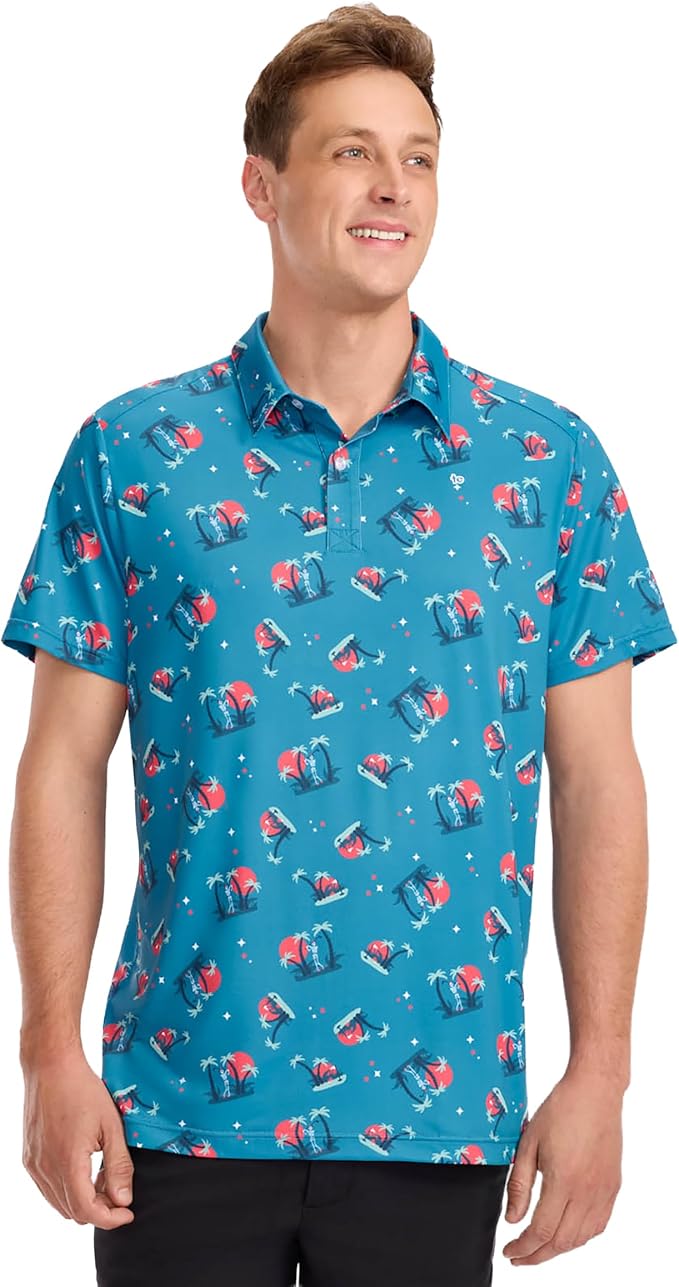 Tipsy Elves Men's Performance Golf Shirt - 4-Way Stretch, Quick Dry, Athletic Cut - Golf Polo
