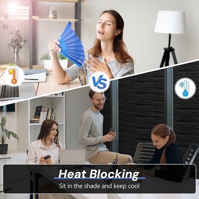 Haton Blackout Window Film, Static Cling Frosted Privacy - Image 5