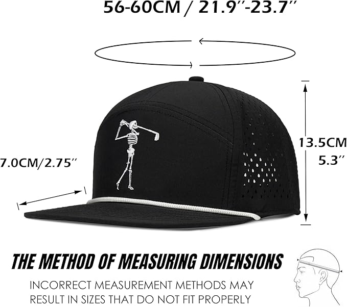 Bamveio Funny Golf Hats Flat Bill for Men Women,Golf Gifts Skull Baseball Cap for Adults Humor