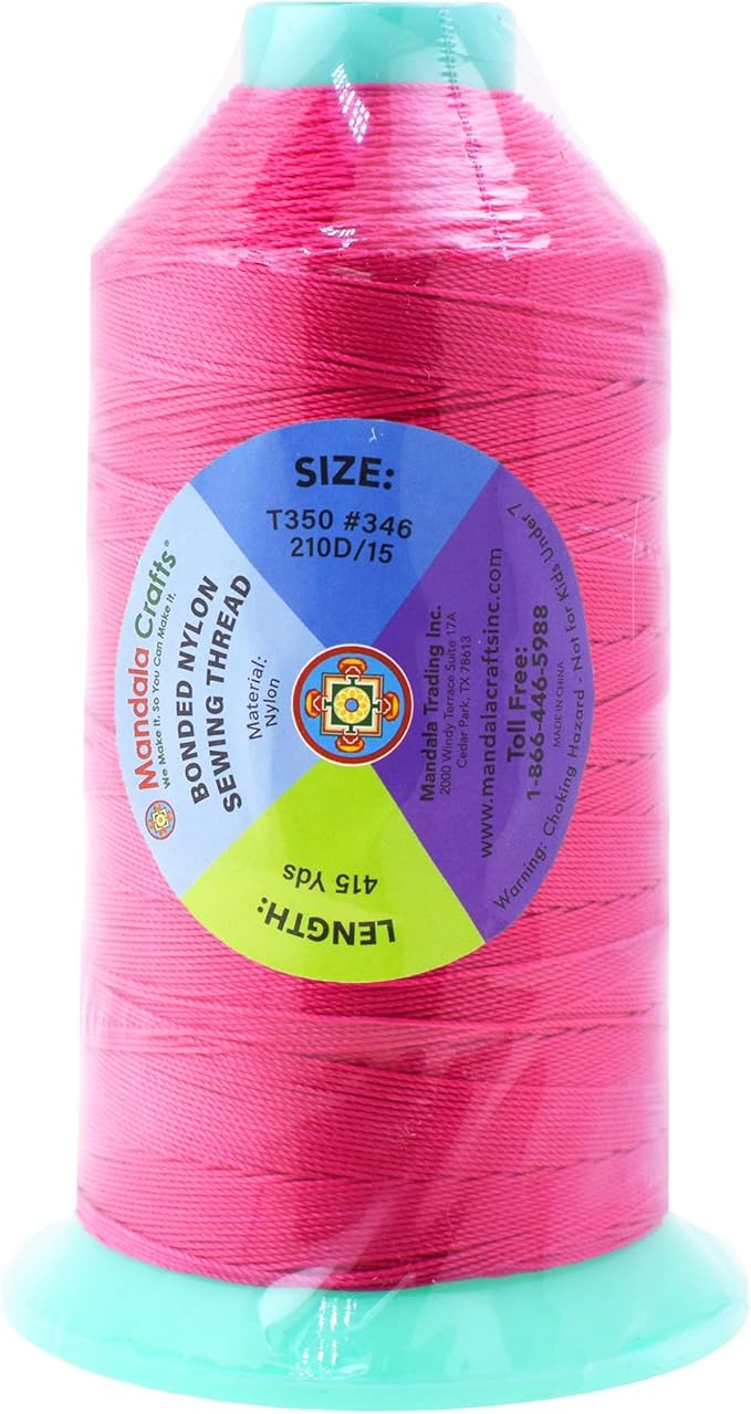 Mandala Crafts Bonded Nylon Thread Hot Pink Heavy Duty Sewing Threads - Image 3