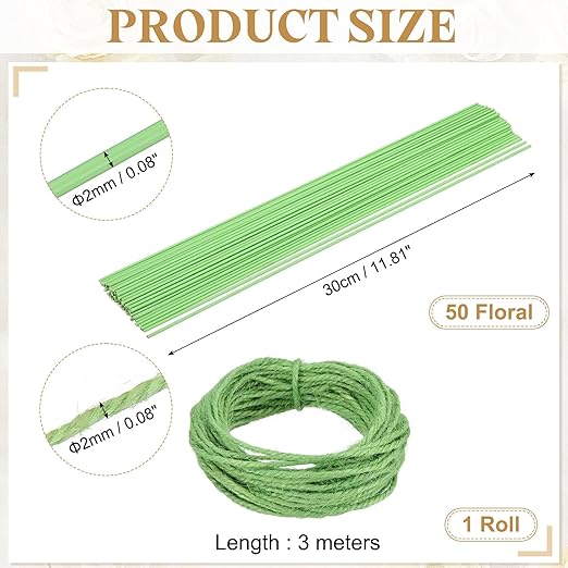 uxcell 50Pcs 2 Gauge Floral Wire, 11.81" Length Flower Stem Wires - Image 2