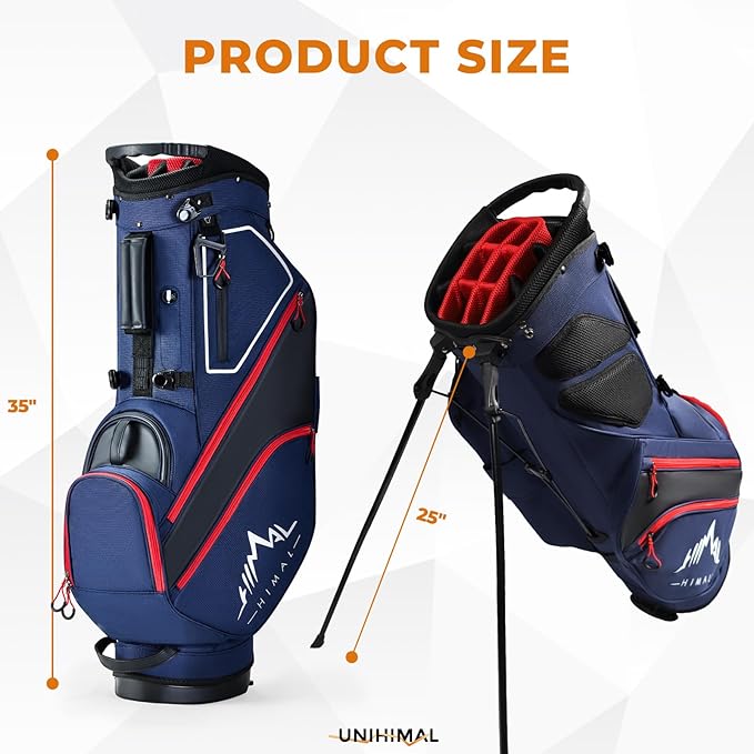 UNIHIMAL 14 Way Dividers Golf Stand Bag Lightweight, Golf Bag for Men Women with Multiple Pockets, Dual Strap and Rain Cover Hood
