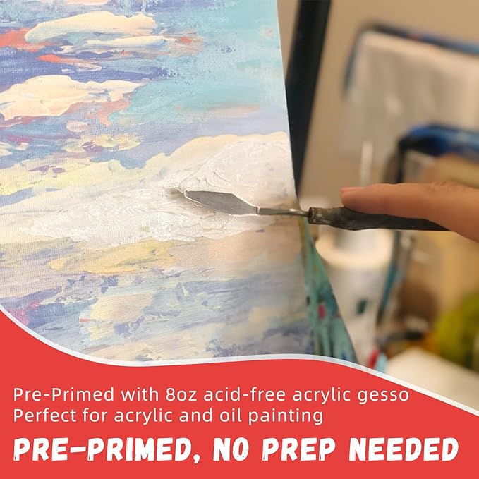 Simetufy 12 x 12 inch 12 Pack Painting Canvas Boards- Gesso Primed Acid-Free - Image 3