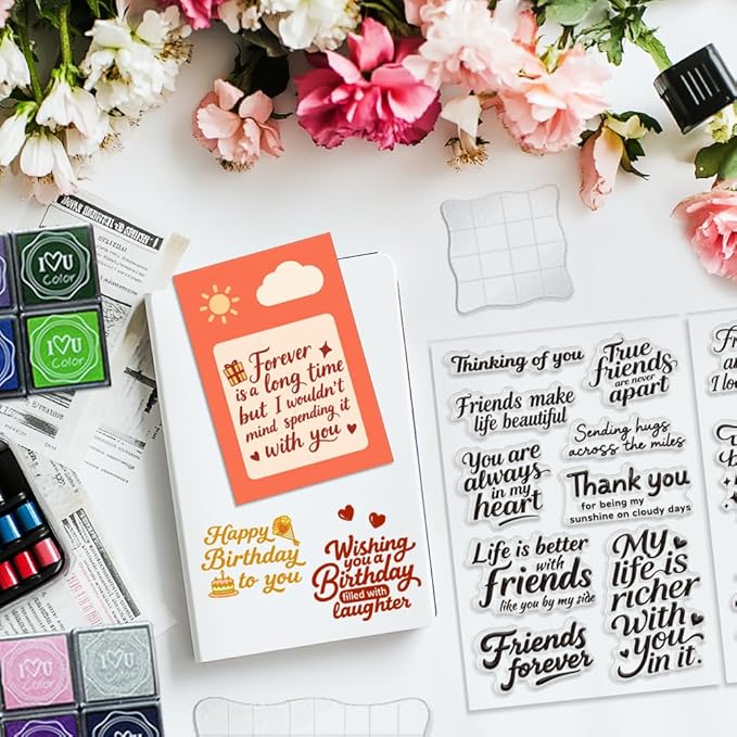6 Pcs Greeting Words Clear Stamps - Image 7