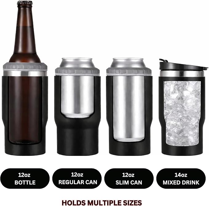 Mini Golf Bag Drink Holder & 14oz Stainless Steel Tumbler Set - Fits Multiple Can Sizes & Mixed Drinks – Fun Accessory & Golf Gift for Men and Women