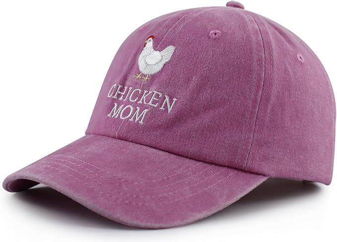 Chicken Mom and Chicken Dad Hat for Women Men, Funny Adjustable Cotton Embroidered Farm Hen Lovers Baseball Cap