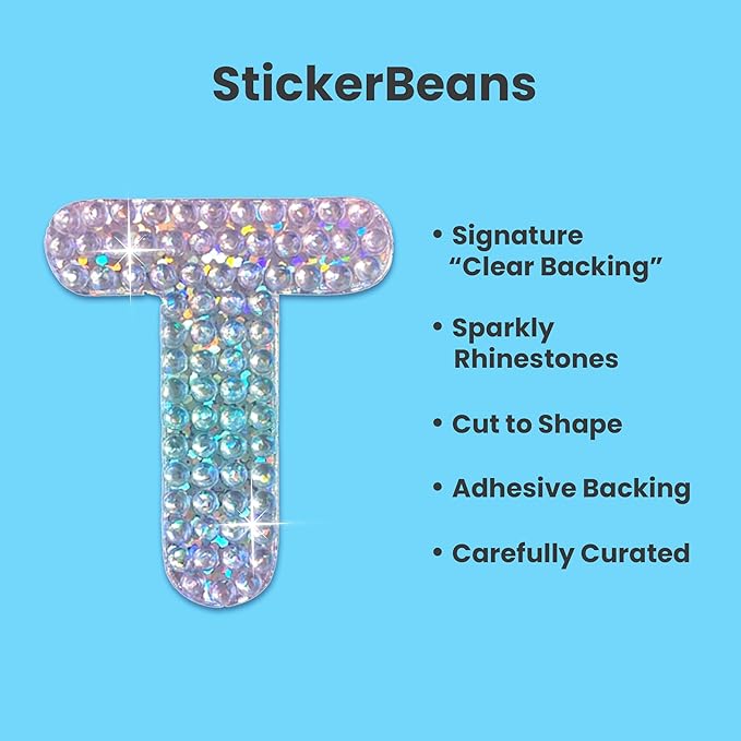 StickerBeans® Rhinestone Alphabet Letter Sticker T - Image 2