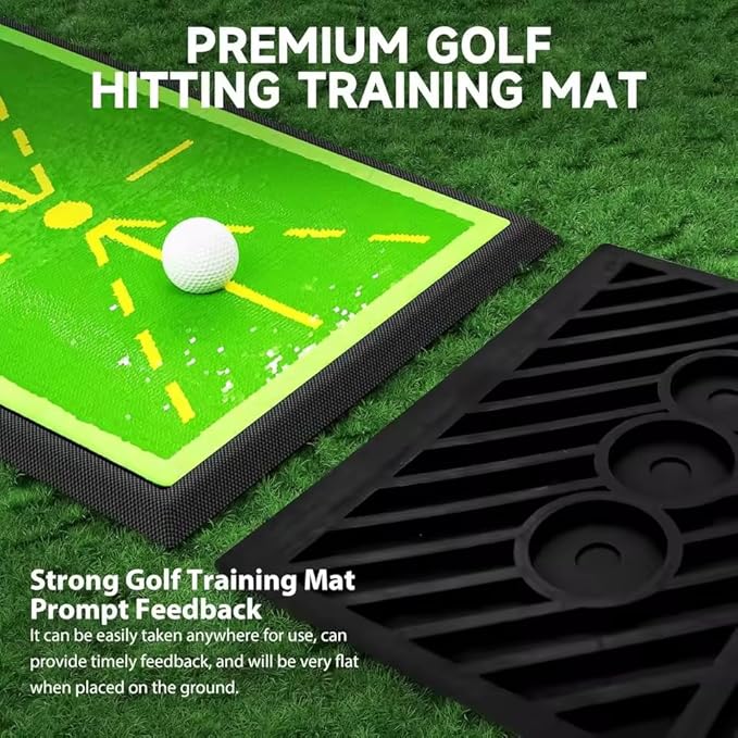 Golf Practice Mats, Golf Hitting Swing Path Mats Feedback with Non-Slip Rubber Backing, Swing Training Accessories