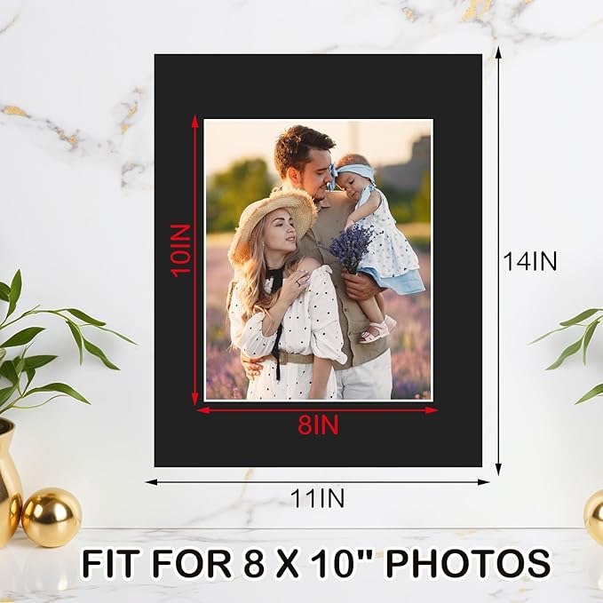 Prudiut 15 Pack 11x14 Black Picture Mats, Frame Mattes - Image 2