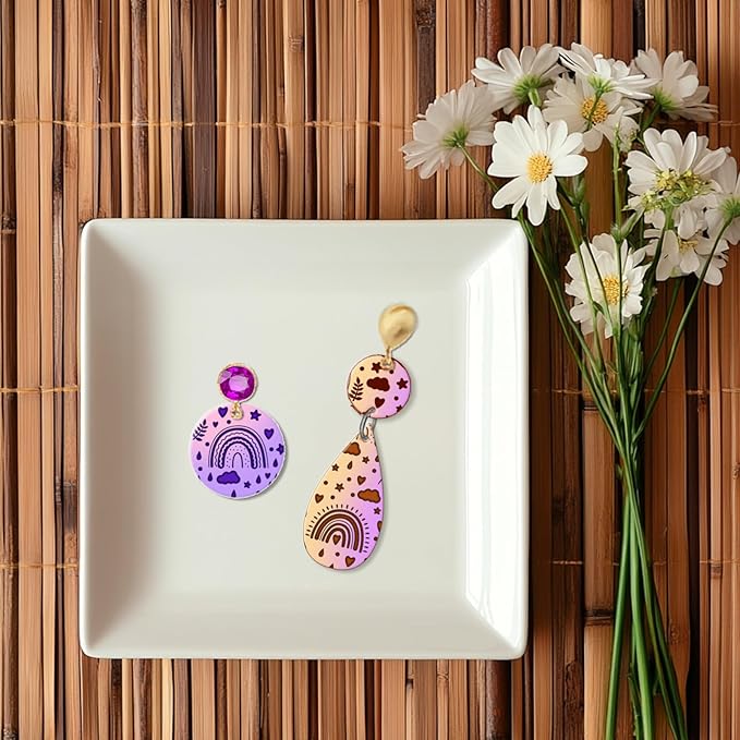 CHGCRAFT Rainbow Polymer Clay Texture Sheets Bohemian Plant Pattern Silicone - Image 5