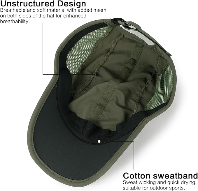 HH HOFNEN Quick Dry Baseball Cap Unstructured Running Cap Water-Resistant UPF 50+ Mesh Golf Sun Hats for Men Women